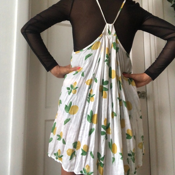 Sheer beach oversized cover up mini lemon dress - Picture 6 of 7